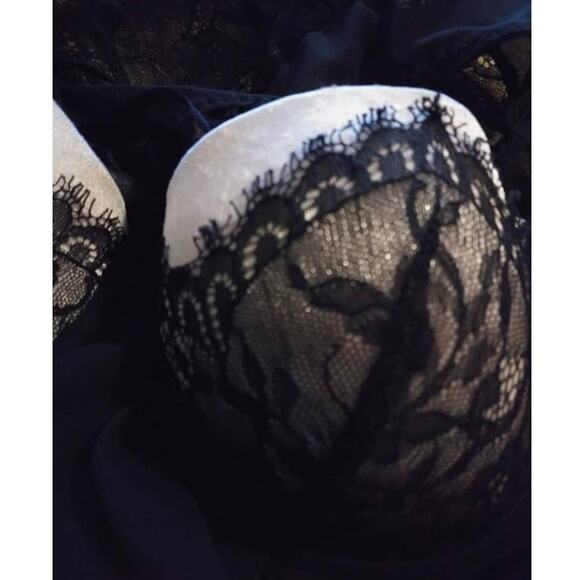 Delicates Black Lace up Back Floral Lace Sheer Corset Y2K Sz Medium Whimsigoth - Picture 4 of 4